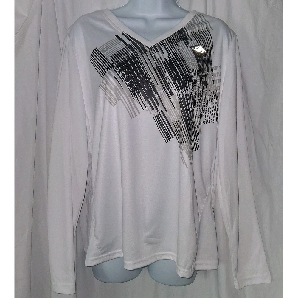 White Long Sleeve Activewear V-Neck Pullover Nordictrack Size‎ XL Women's Pocket